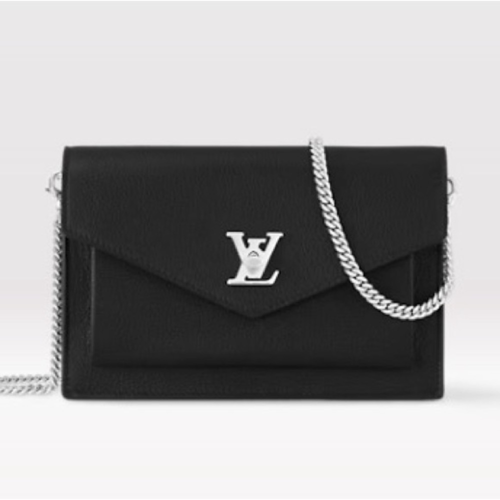 Louis Vuitton Mylockme Pochette Noir Chain Shoulder Crossbody Wristlet Clutch